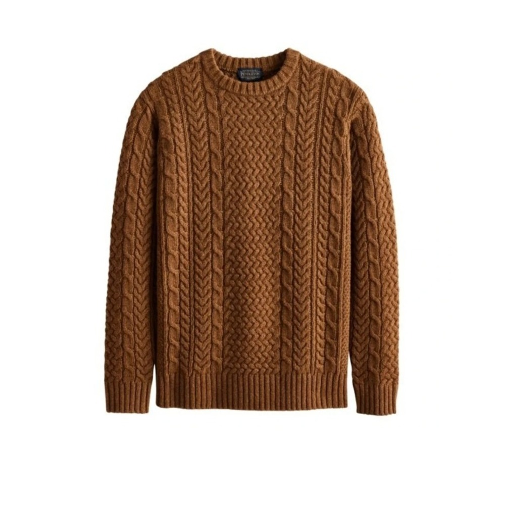 Pendleton Cable Knit Sweater Men S Brown Washable Wool Quiet Luxury Heritage